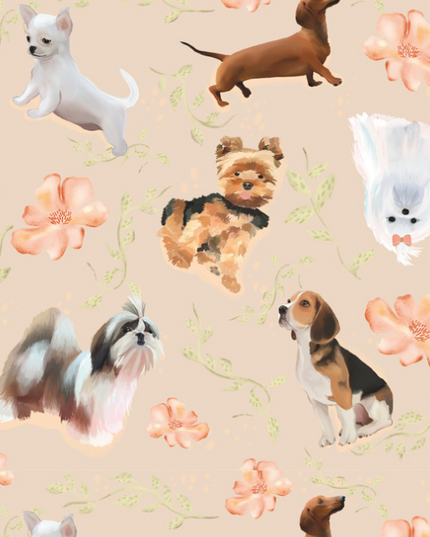 SCHLAFANZUG - LANGE HOSE KLEINE RASSEN BLUMEN