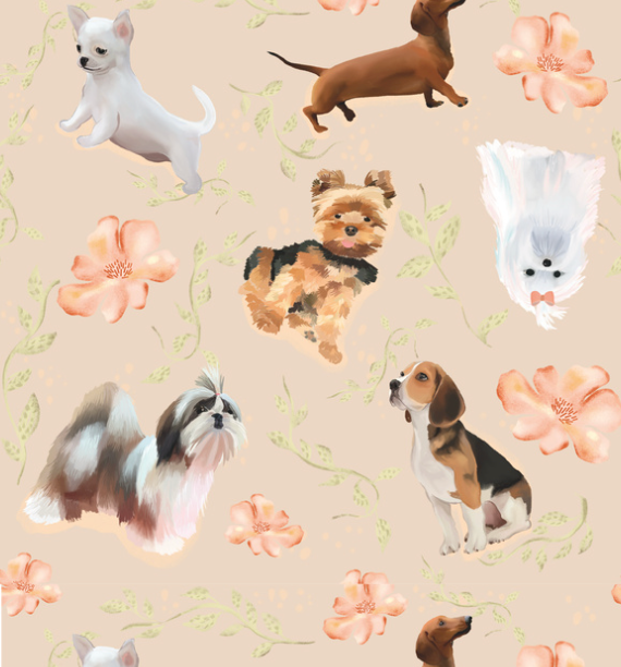 SCHLAFANZUG - LANGE HOSE KLEINE RASSEN BLUMEN