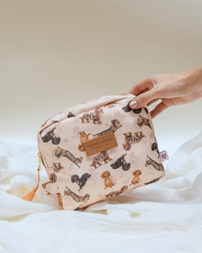 KOSMETIKTASCHE DACKEL ROSA