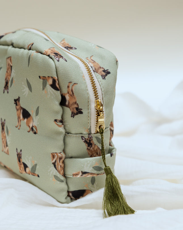 KOSMETIKTASCHE DEUTSCHER SCHÄFERHUND GRÜN
