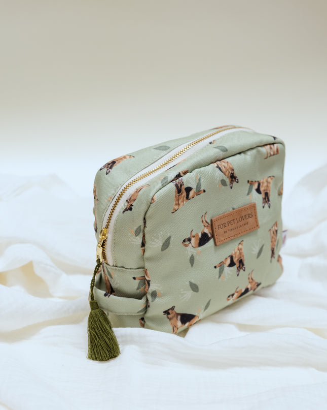 KOSMETIKTASCHE DEUTSCHER SCHÄFERHUND GRÜN