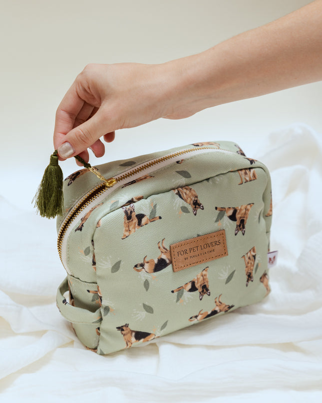 KOSMETIKTASCHE DEUTSCHER SCHÄFERHUND GRÜN