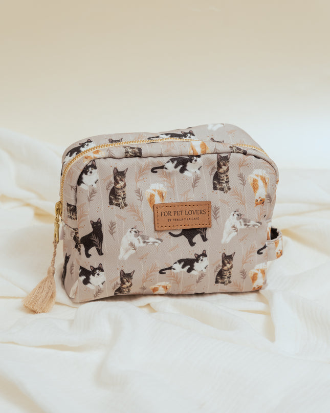 KOSMETIKTASCHE KURZHAARKATZEN GRAU