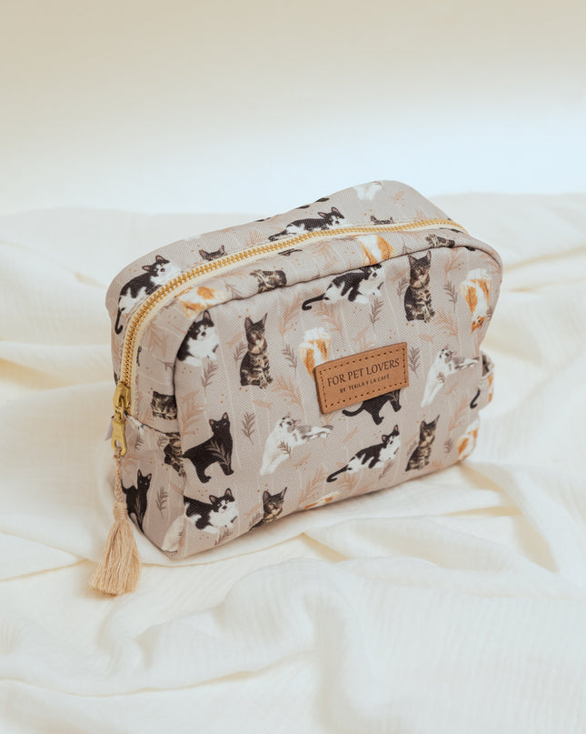 KOSMETIKTASCHE KURZHAARKATZEN GRAU