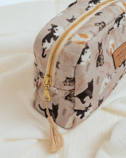 KOSMETIKTASCHE KURZHAARKATZEN GRAU