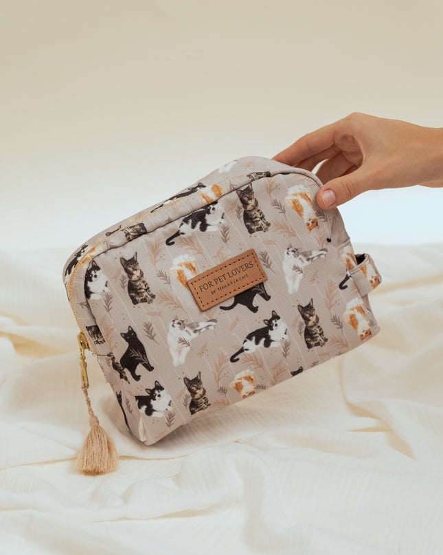 KOSMETIKTASCHE KURZHAARKATZEN GRAU