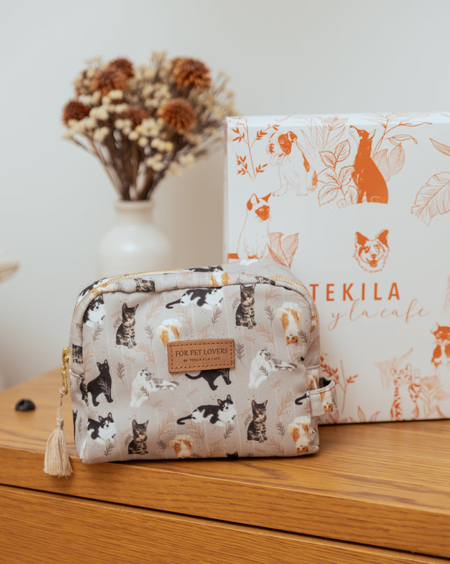 KOSMETIKTASCHE KURZHAARKATZEN GRAU