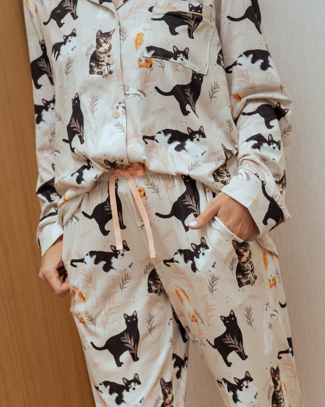 SCHLAFANZUG - LANGE HOSE KURZHAARKATZEN