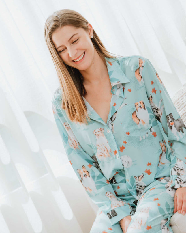 SCHLAFANZUG - LANGE HOSE SCHÄFERHUNDE BLAU