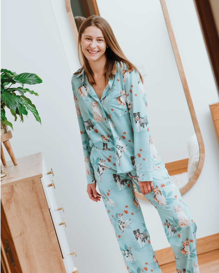 SCHLAFANZUG - LANGE HOSE SCHÄFERHUNDE BLAU