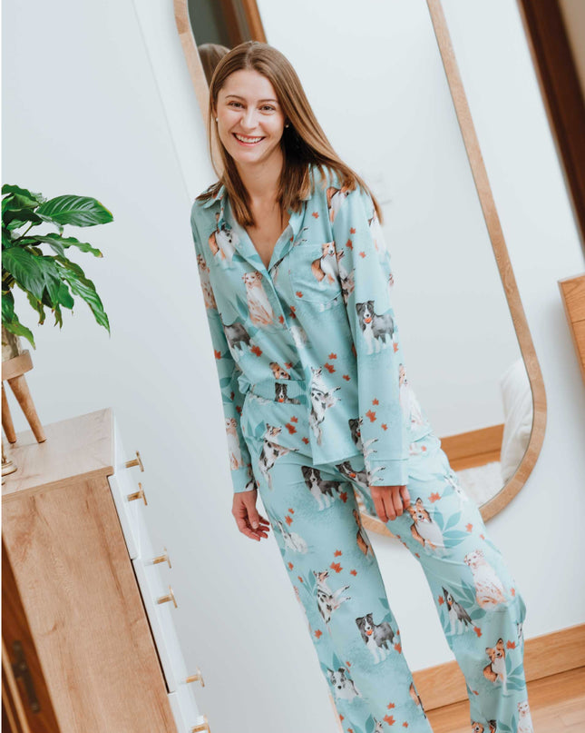 SCHLAFANZUG - LANGE HOSE SCHÄFERHUNDE BLAU