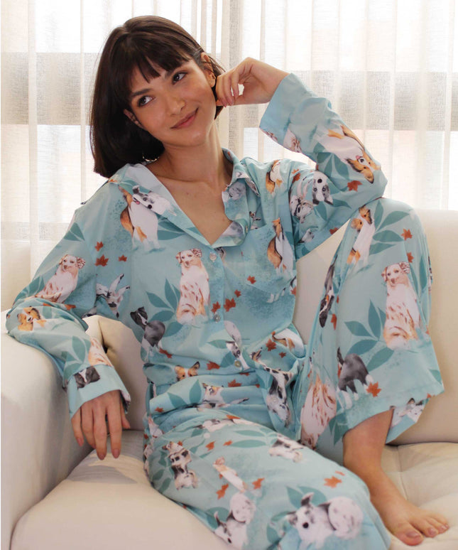 SCHLAFANZUG - LANGE HOSE SCHÄFERHUNDE BLAU