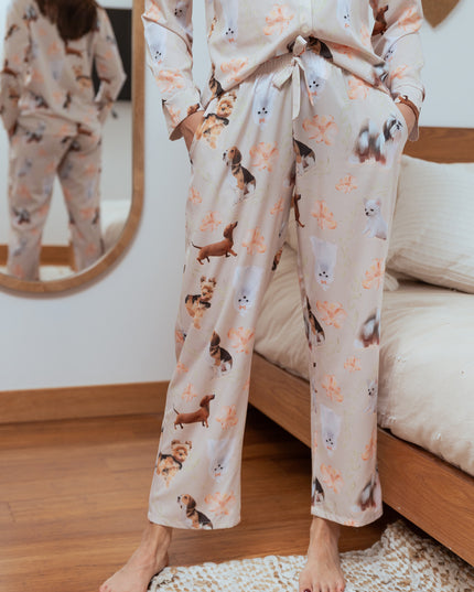 SCHLAFANZUG - LANGE HOSE KLEINE RASSEN BLUMEN