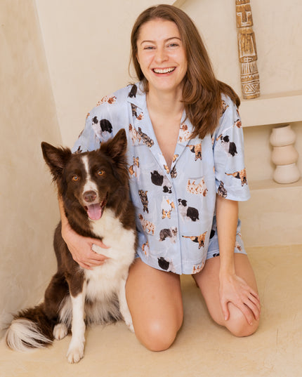 SCHLAFANZUG - KURZE HOSE SCHÄFERHUNDE BLAU