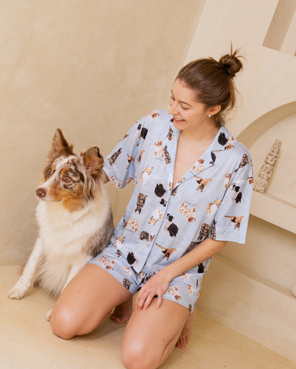 SCHLAFANZUG - KURZE HOSE SCHÄFERHUNDE BLAU