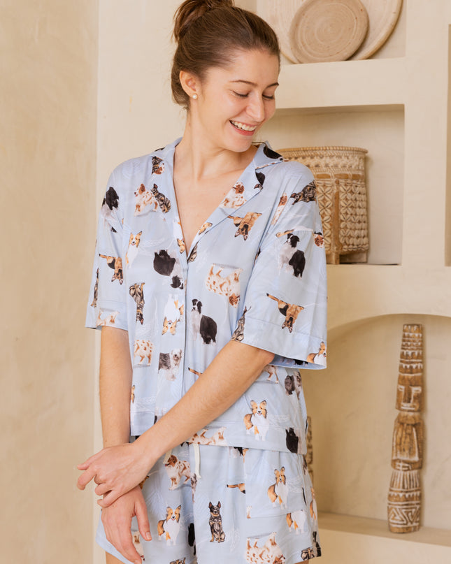 SCHLAFANZUG - KURZE HOSE SCHÄFERHUNDE BLAU