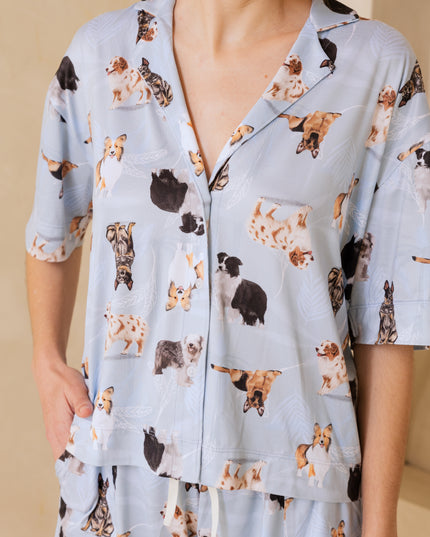 SCHLAFANZUG - KURZE HOSE SCHÄFERHUNDE BLAU