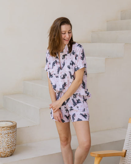 SCHLAFANZUG - KURZE HOSE SCHWARZE KATZEN