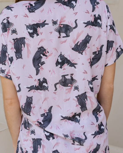 SCHLAFANZUG - KURZE HOSE SCHWARZE KATZEN