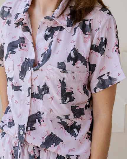 SCHLAFANZUG - KURZE HOSE SCHWARZE KATZEN